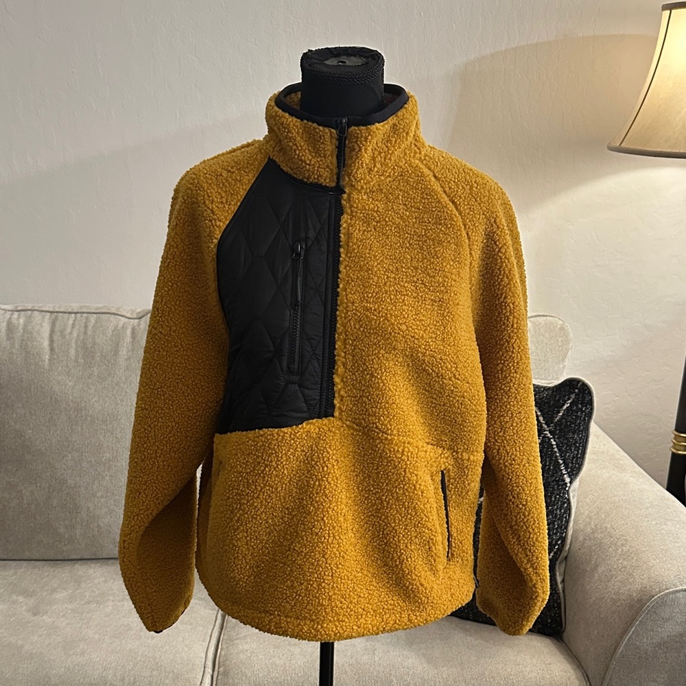 JoyLab Mustard Fleece Pullover